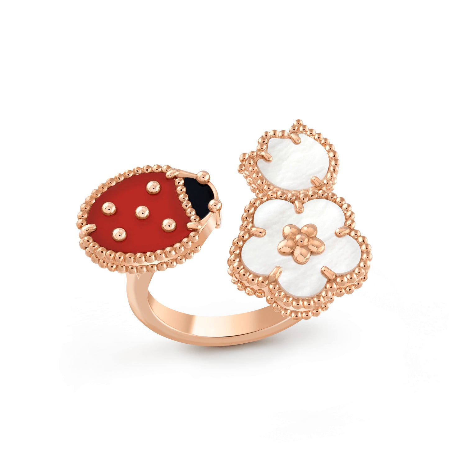 VCARP9X300 bead edge ladybug closed flower three combination open 55# ring