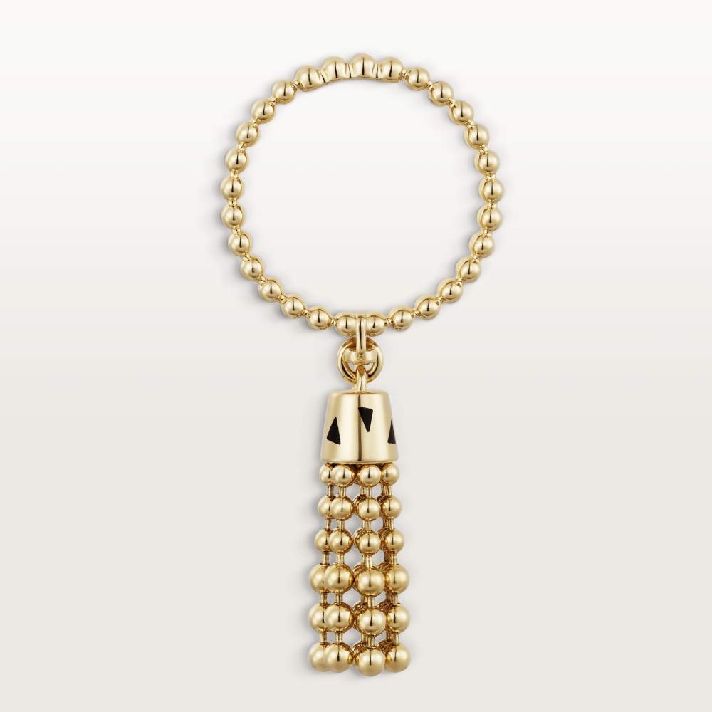 KDY-B4236300 black lacquer beaded tassel ring