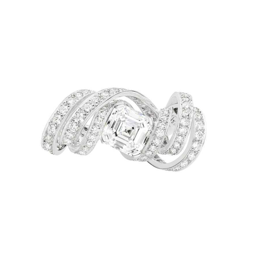 SM-474762 full diamond ribbon ring main stone 4.7x5.6x3.4mm
