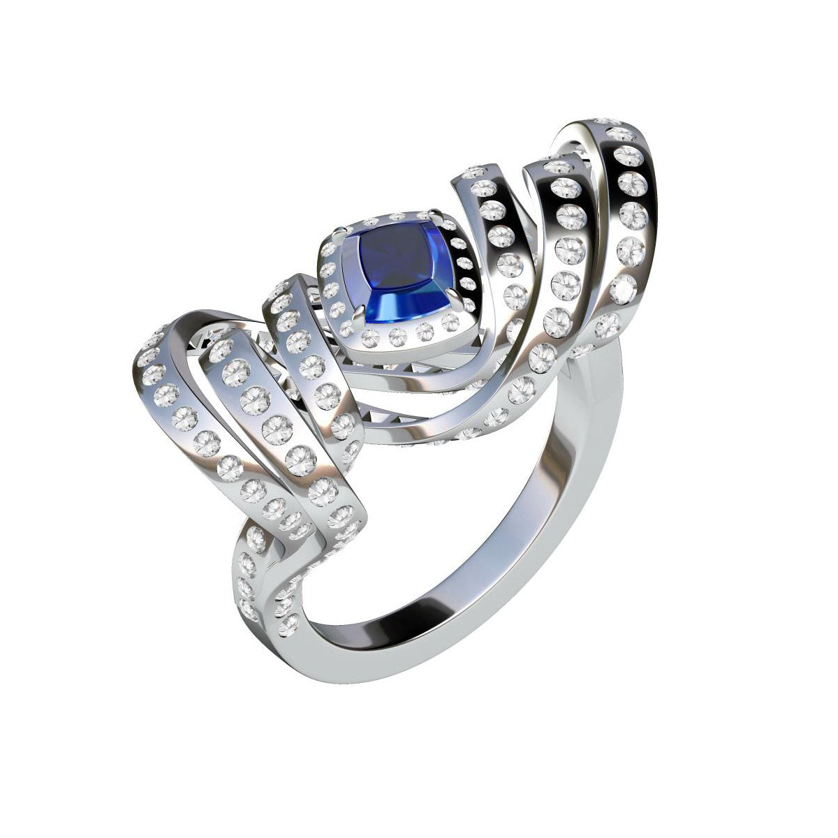 SM-474762 full diamond ribbon ring main stone 4.7x5.6x3.4mm