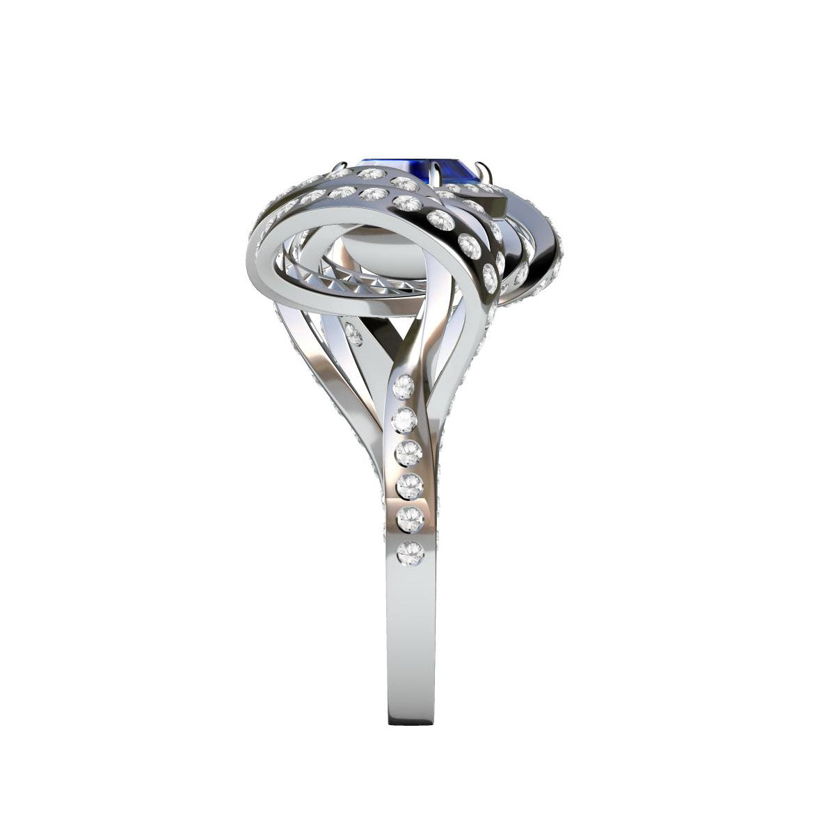 SM-474762 full diamond ribbon ring main stone 4.7x5.6x3.4mm