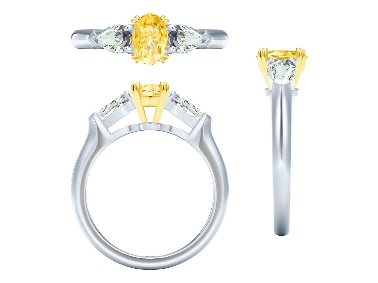 GLF-GR35371双四爪双肩三尖爪水滴分色戒指52#蛋形主石(6.69x4.64x2.75mm)