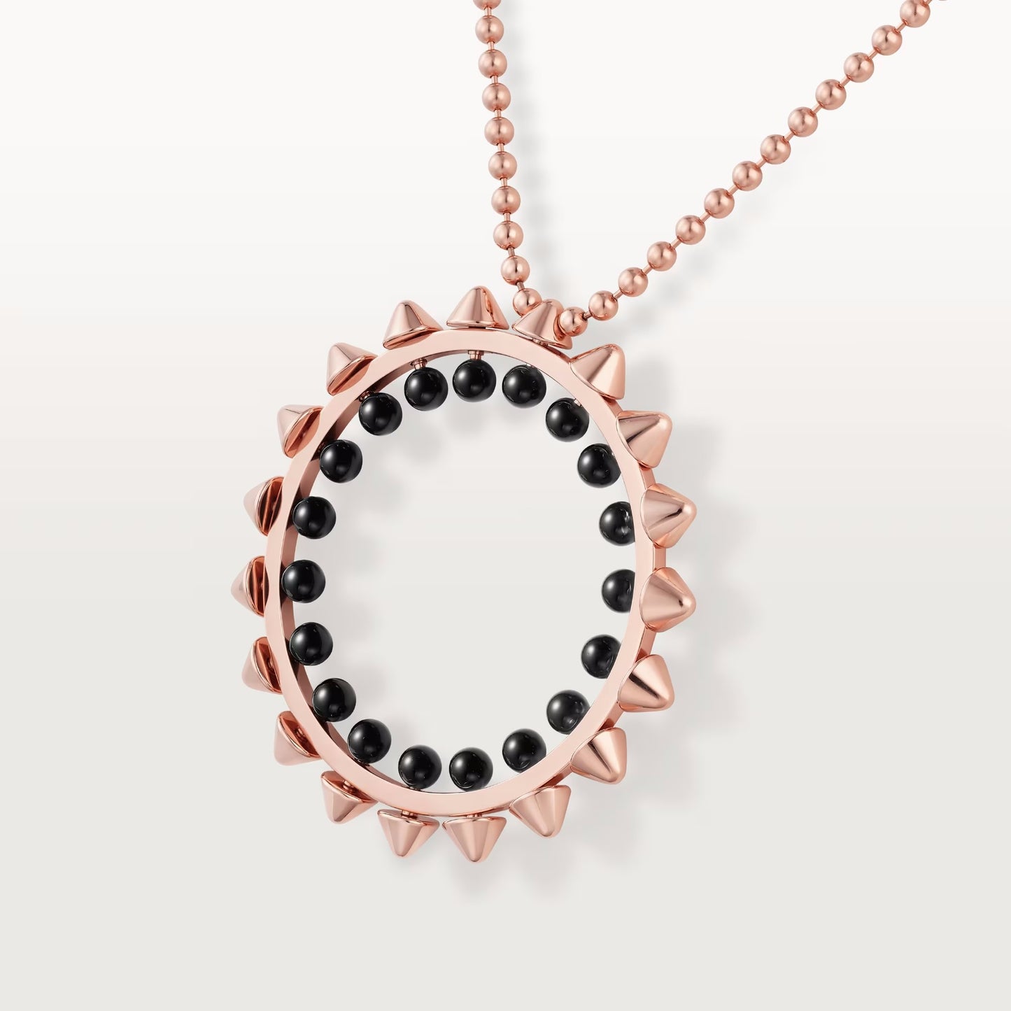 KDY-N7424417 agate ball rivet pointed cone light gold ring pendant