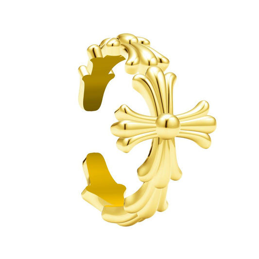 KLX230412a-十字架主体细臂开口戒指