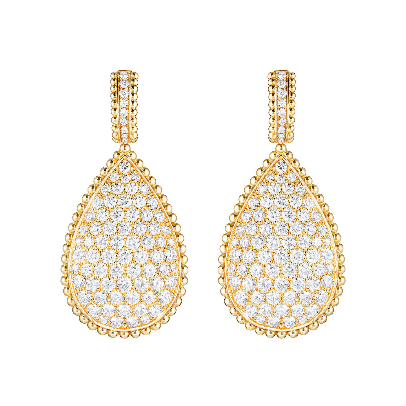 BSL-JCO01448 Extra large full diamond and dense stone water drop lotus earrings ear clip