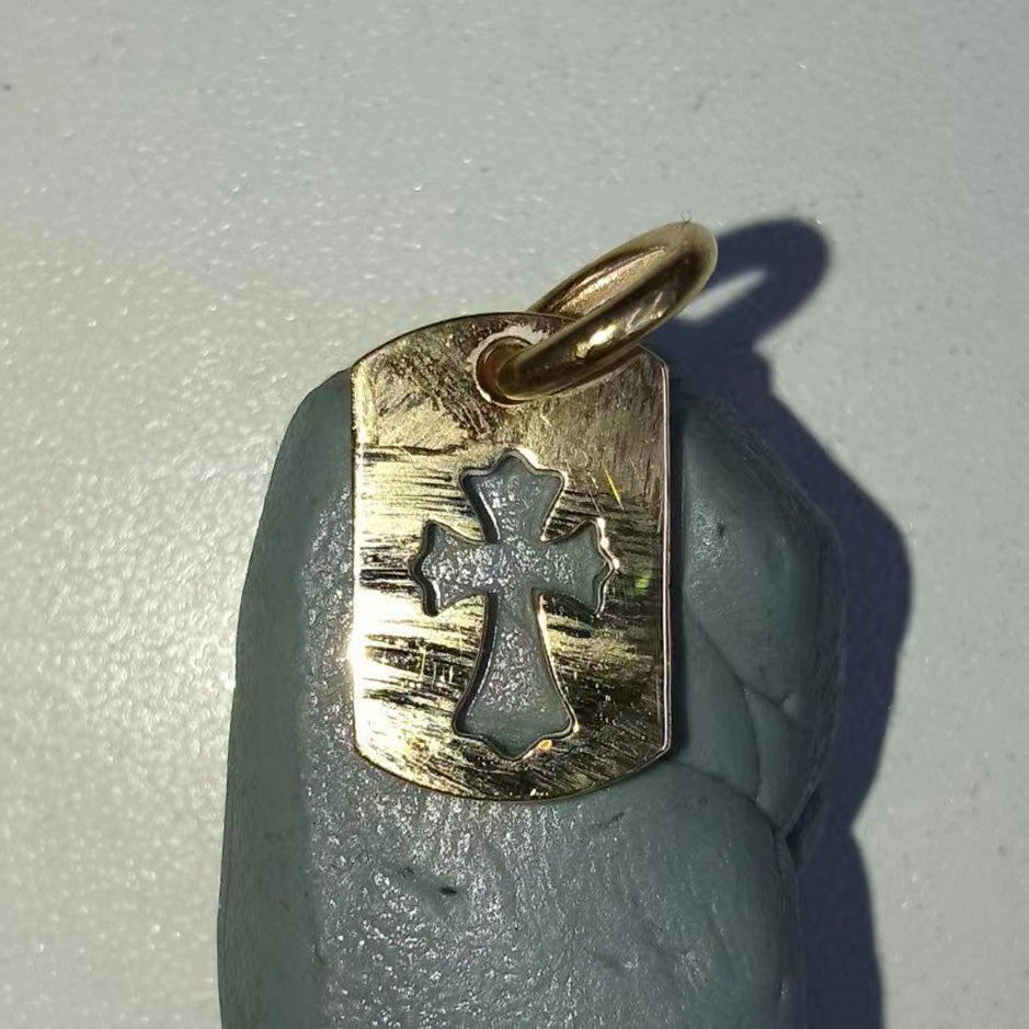 KLX-chdt028 light gold hollow cross pendant customer version