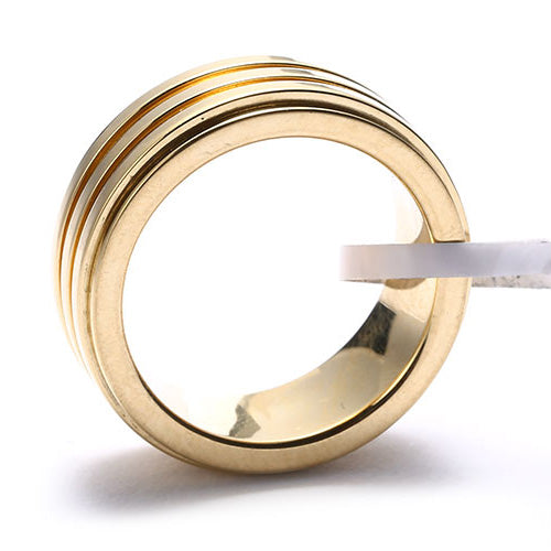BJ-G34P2918 three-ring light gold flat turn ring