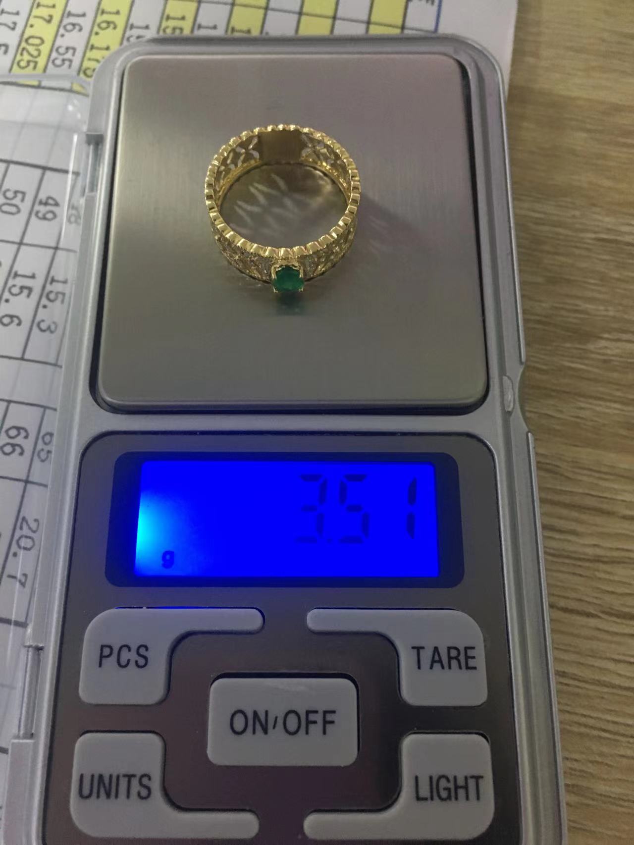 BQLT-RIN216874 emerald octagonal stone wide face rhombus hollow water wave edge straight arm ring guest version