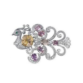 BJ peacock phoenix bird full brooch
