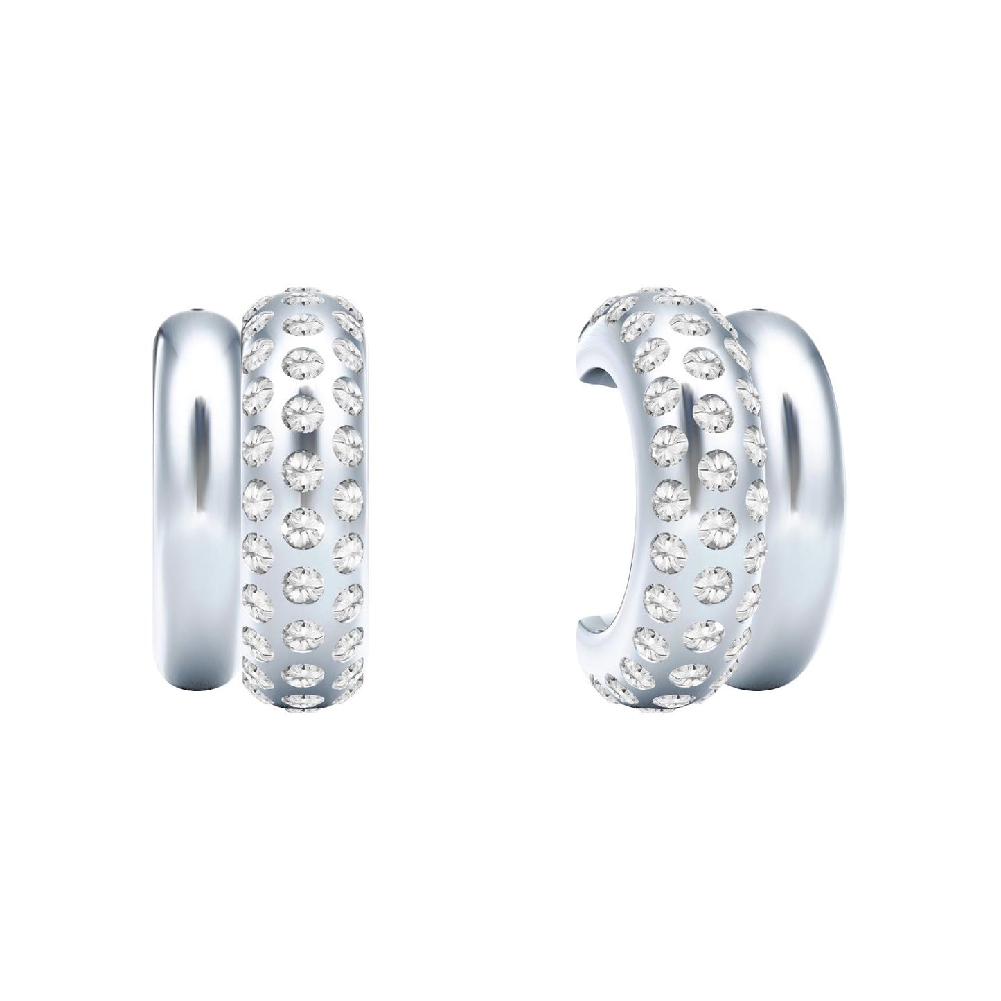 BGL-OR505267 semi-circle C-shaped stud earrings with dense stones