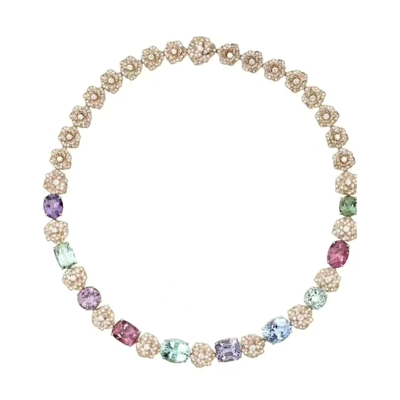 BJ-G37UB501 diamond-layered rose egg-shaped colorful treasure necklace