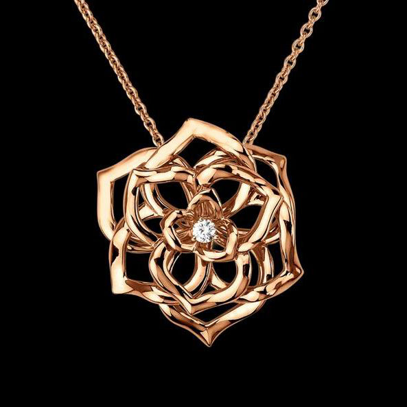 BJ-G33U0070 three-dimensional ribbon rose pendant small