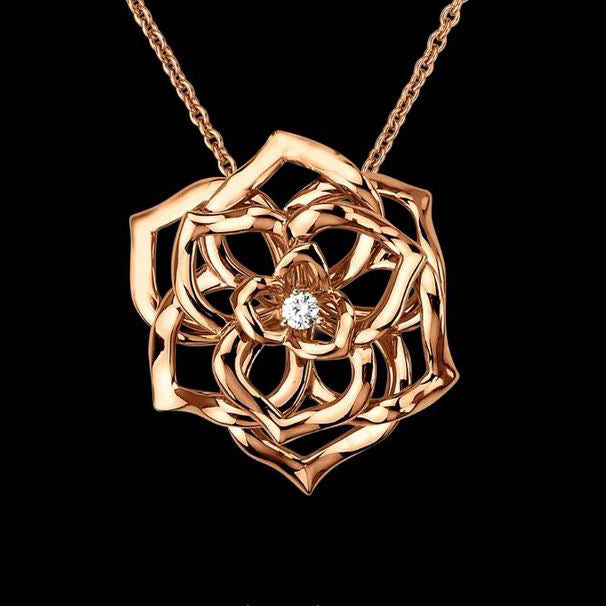 BJ-G33U0071 three-dimensional ribbon rose pendant large size