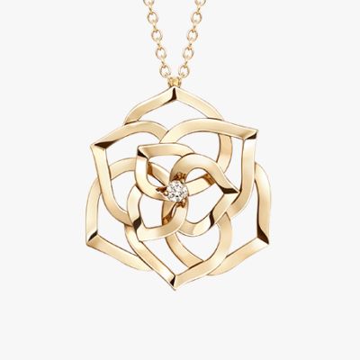 BJ-G33U0970 three-dimensional ribbon rose pendant