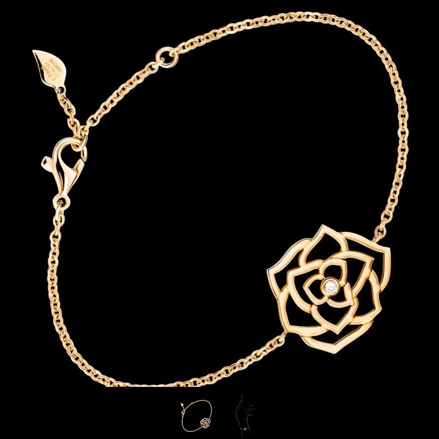 BJ-G36U3200 single diamond ribbon rose bracelet large size