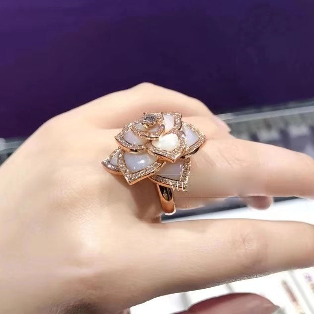 BJ-G34H4500 ribbon flower diamond petal mother-of-pearl ring