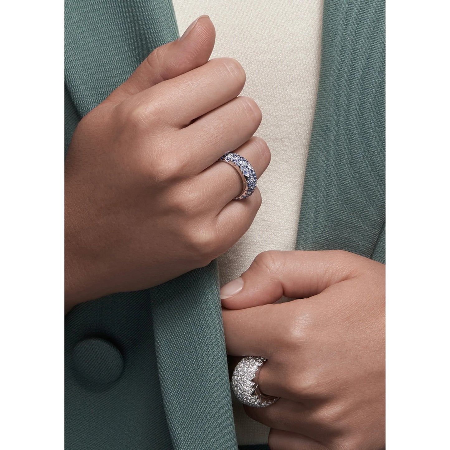 BJ-G34R0900 Narrow Solar System Wave Half Diamond Ring