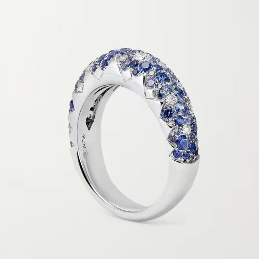 BJ-G34R0900 Narrow Solar System Wave Half Diamond Ring