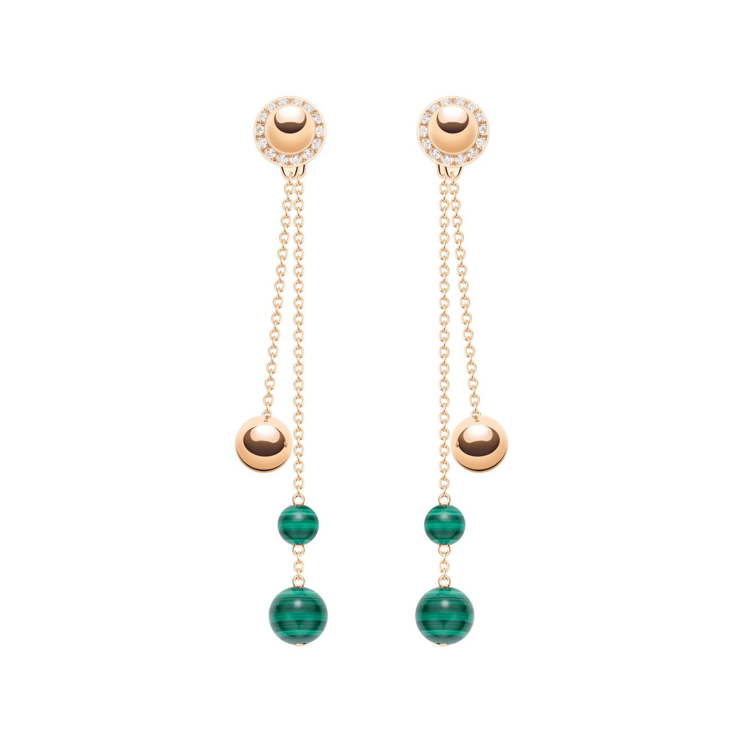 BJ-G38PW300 Malachite Ball Beads Multi-Wear Stud Earrings