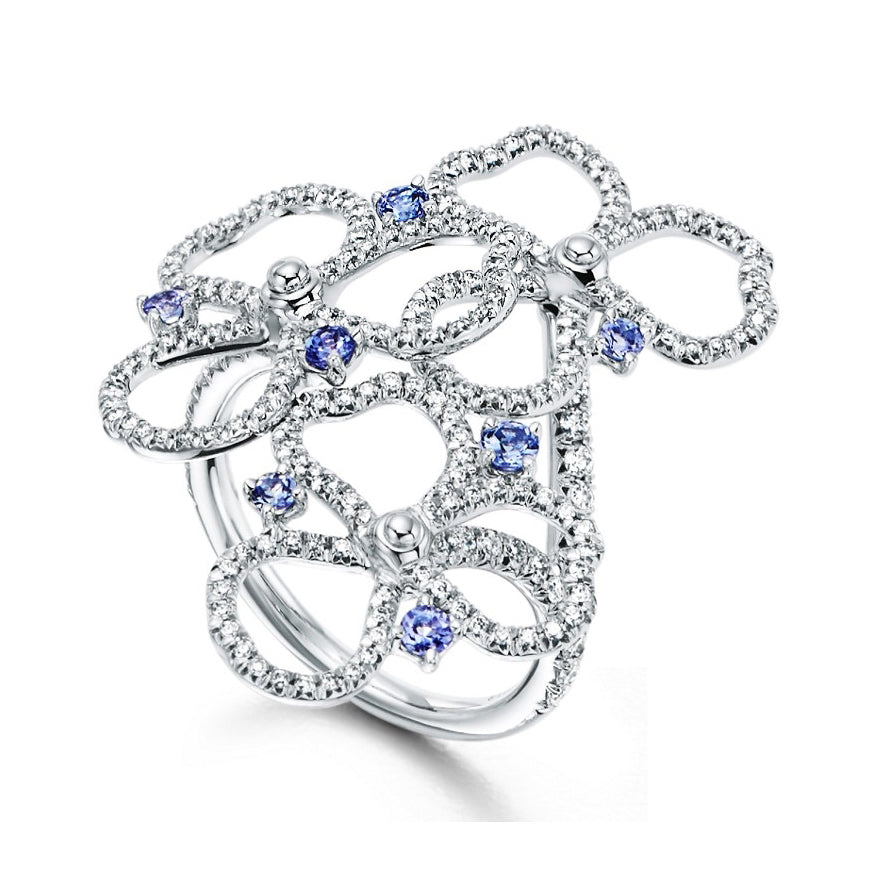 TIF54676685 three hollow clover flower ring 14#