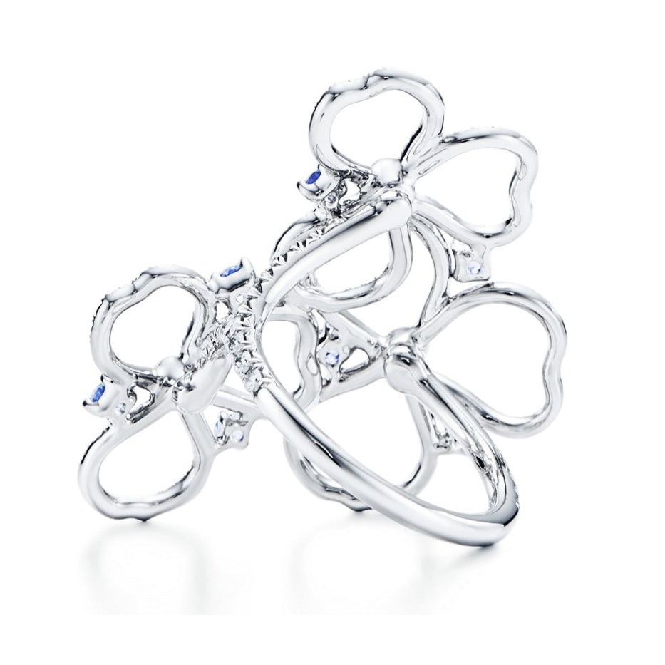 TIF54676685 three hollow clover flower ring 14#