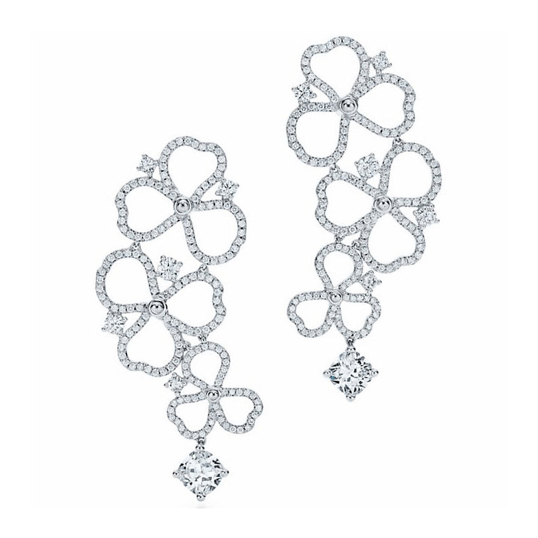 TIF20577237 clover diamond and tanzanite hollow earrings