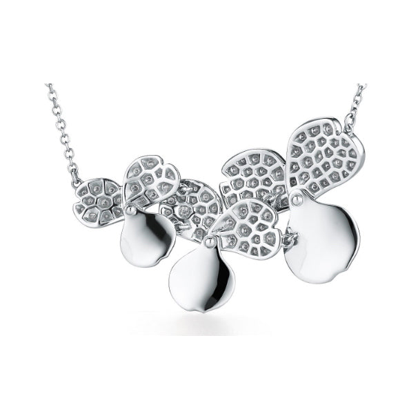TIF81817025 Diamond Clover Three Flower Cluster Necklace