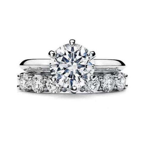 TIF74638133 classic six-claw diamond ring + half-mounted ring
