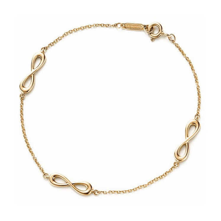 TIF4845838 three 8-character light gold bracelet