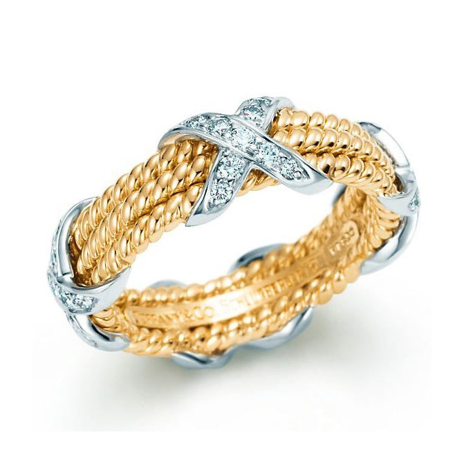 TIF42712815 three-linen rope X-shaped fork set stone ring