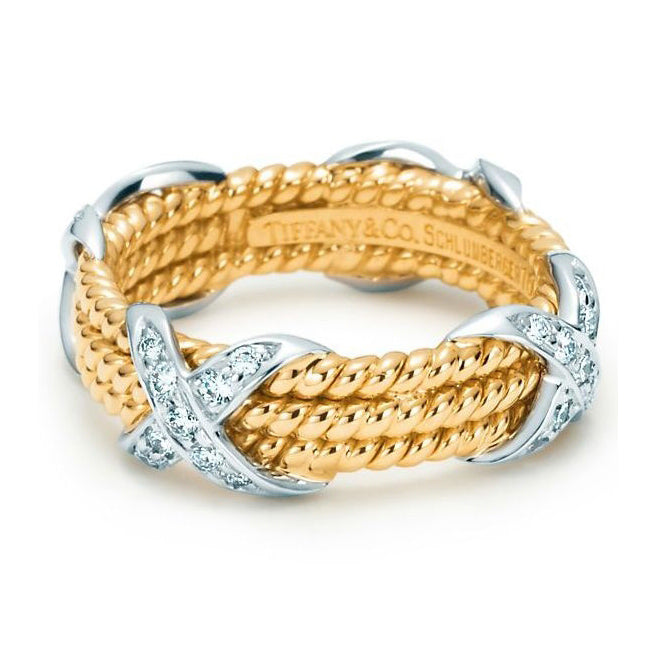 TIF42712815 three-linen rope X-shaped fork set stone ring