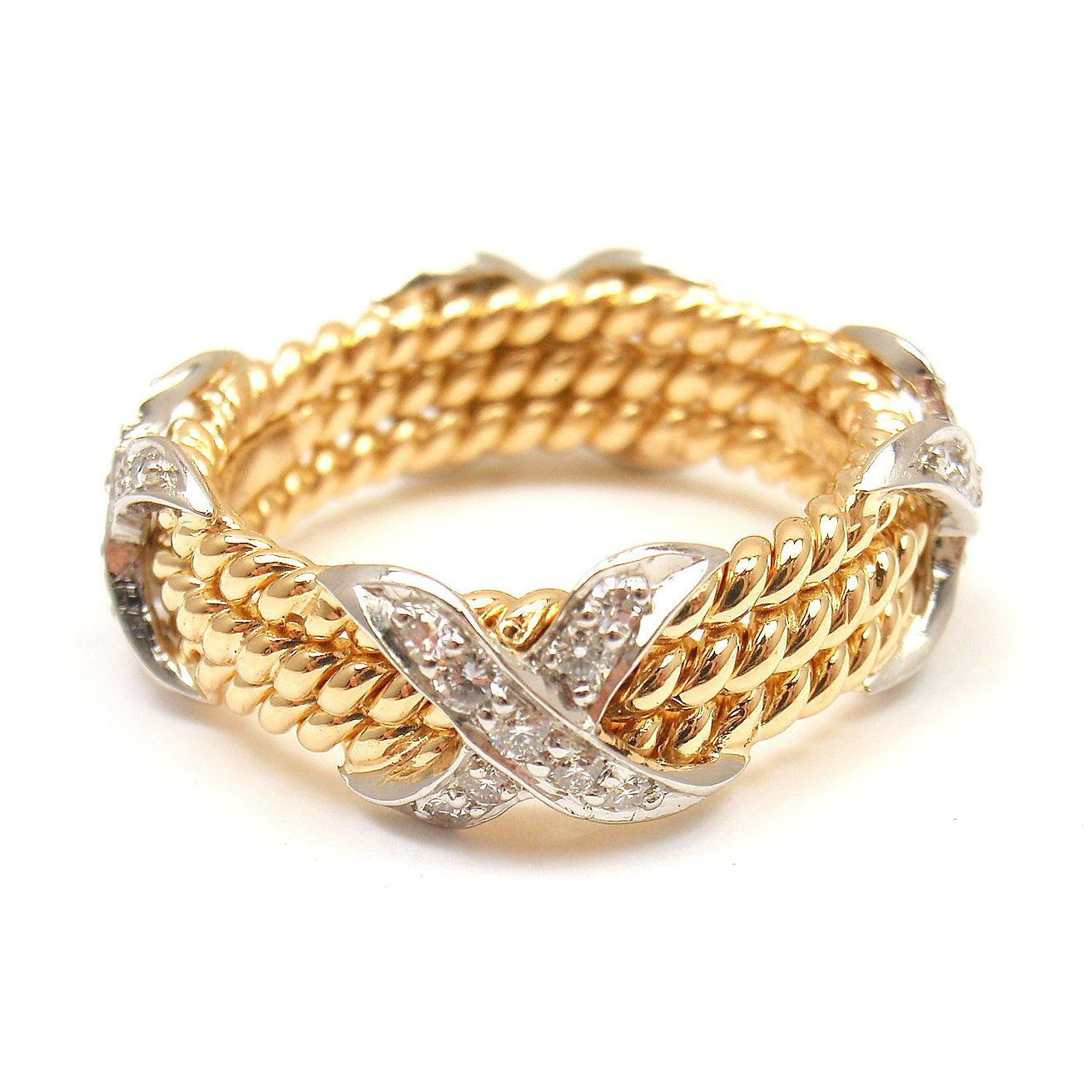 TIF42712815 three-linen rope X-shaped fork set stone ring