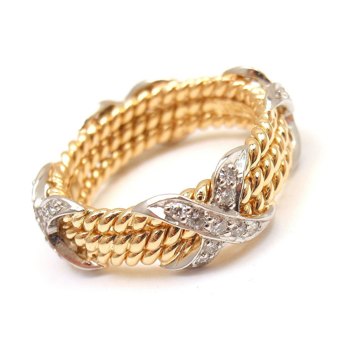 TIF42712815 three-linen rope X-shaped fork set stone ring