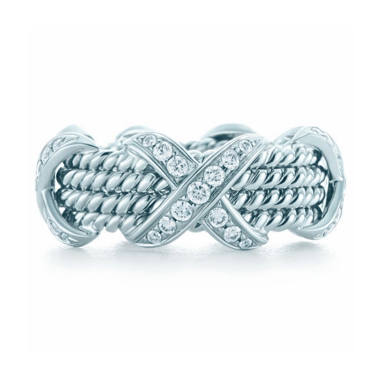 TIF68107942 Four hemp rope prongs set with stone ring