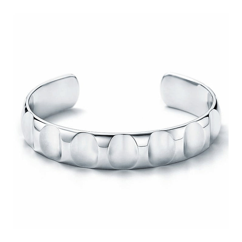TIF26237574 wide version light gold egg pit open bracelet