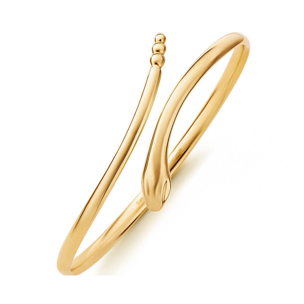 TIF20116753 light gold twisted snake hollow tube bracelet