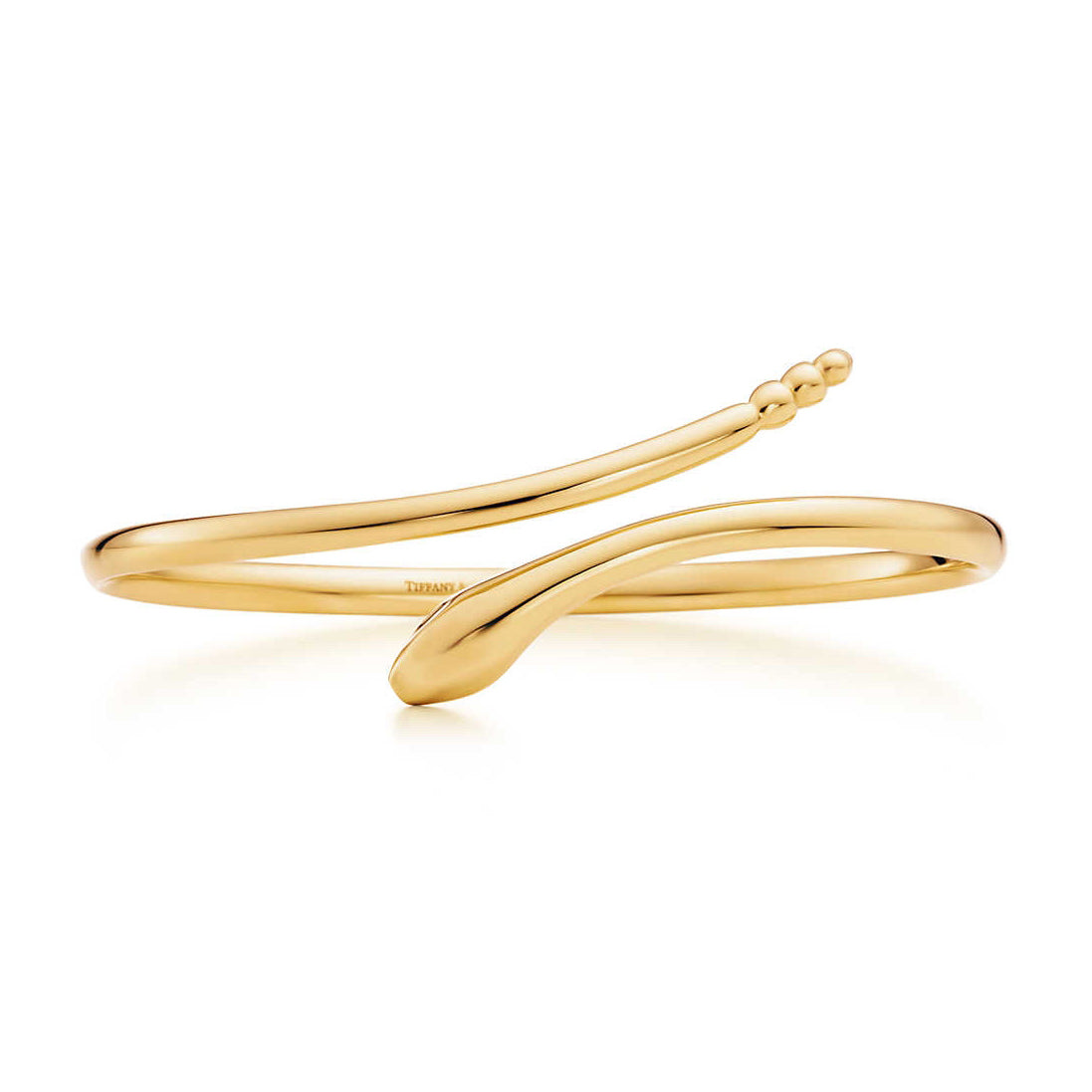 TIF20116753 light gold twisted snake hollow tube bracelet
