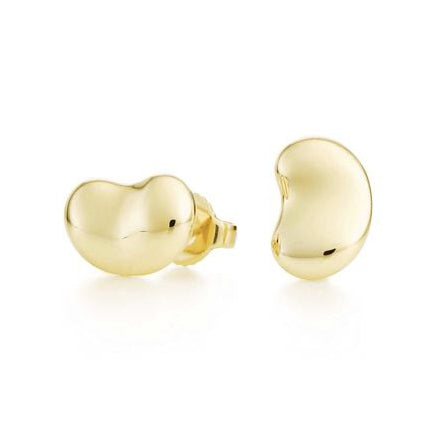 TIF67143493 12mm light gold bean stud earrings