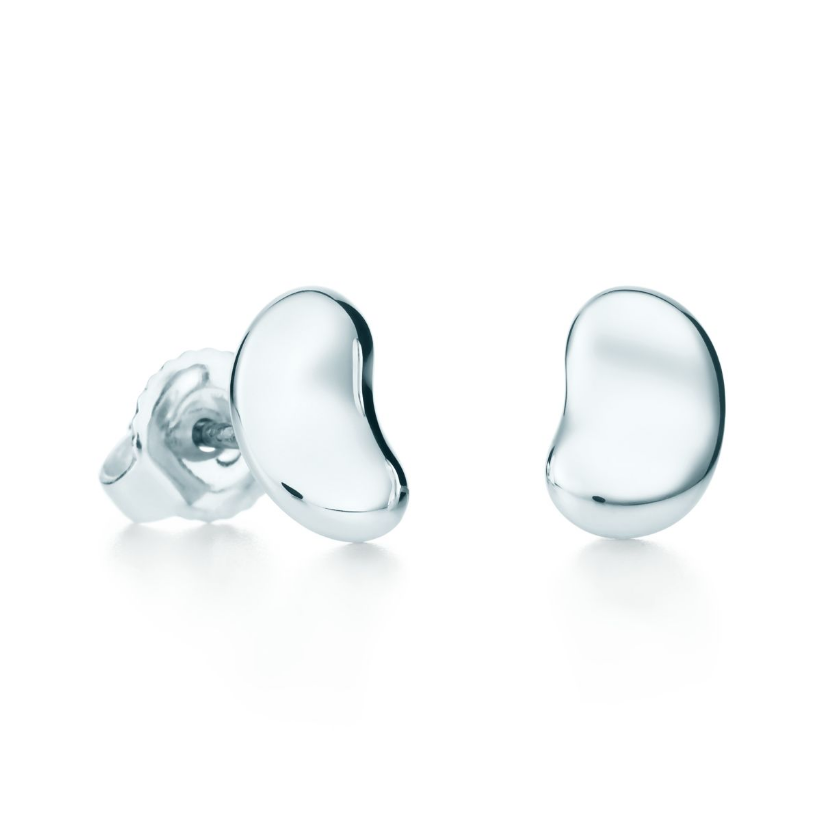 TIF60018110 9mm light gold bean stud earrings