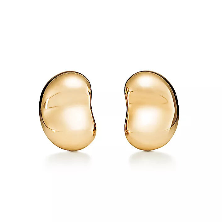 TIF60018110 9mm light gold bean stud earrings