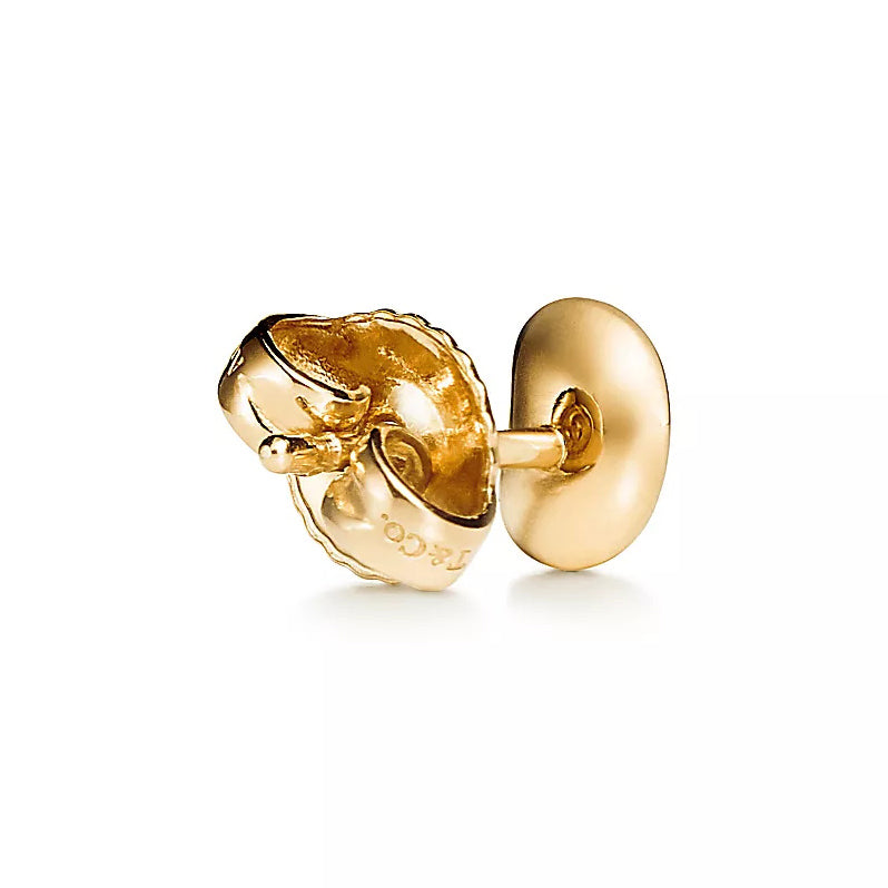 TIF60018110 9mm light gold bean stud earrings