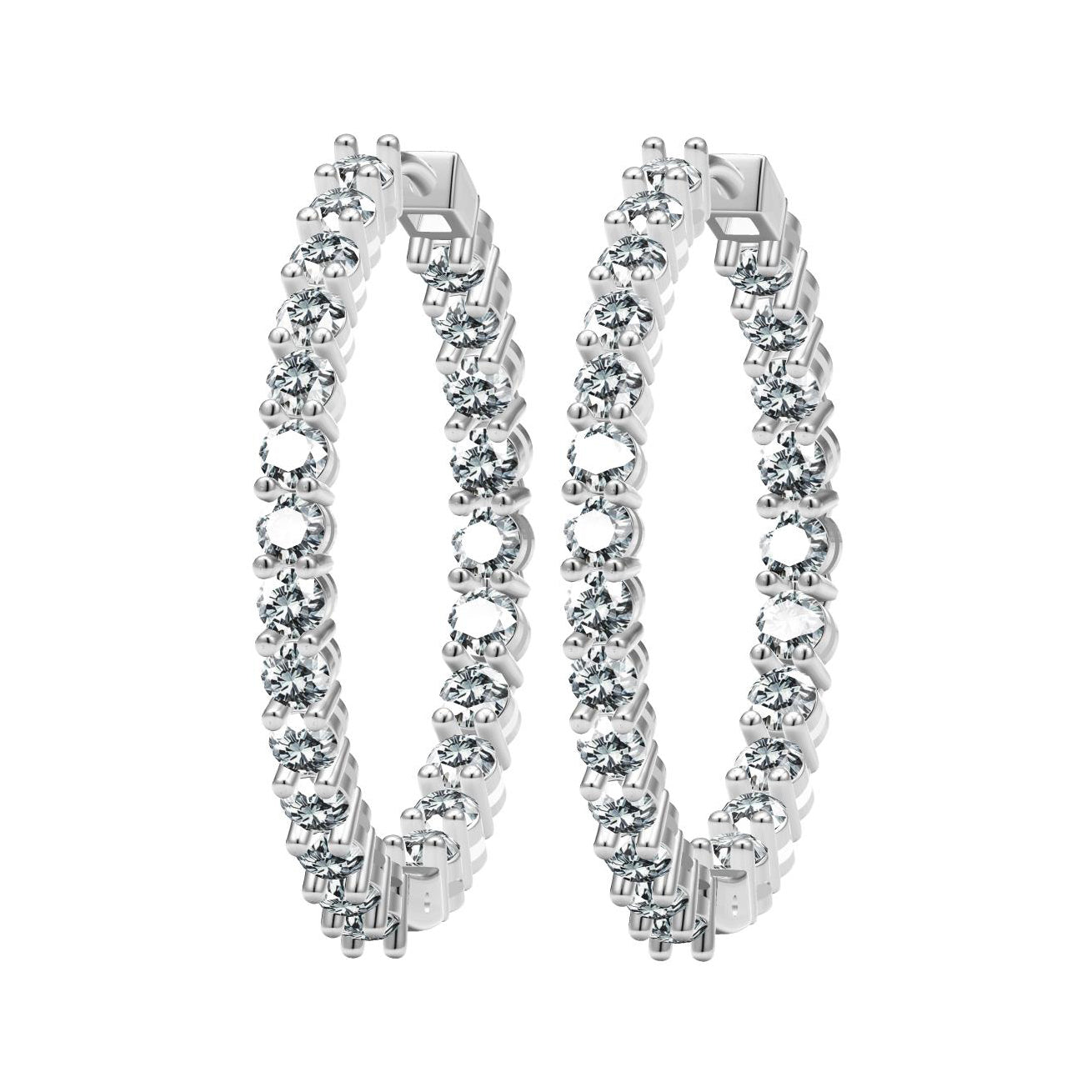 TIF87967418 four-prong inlaid large hoop earrings