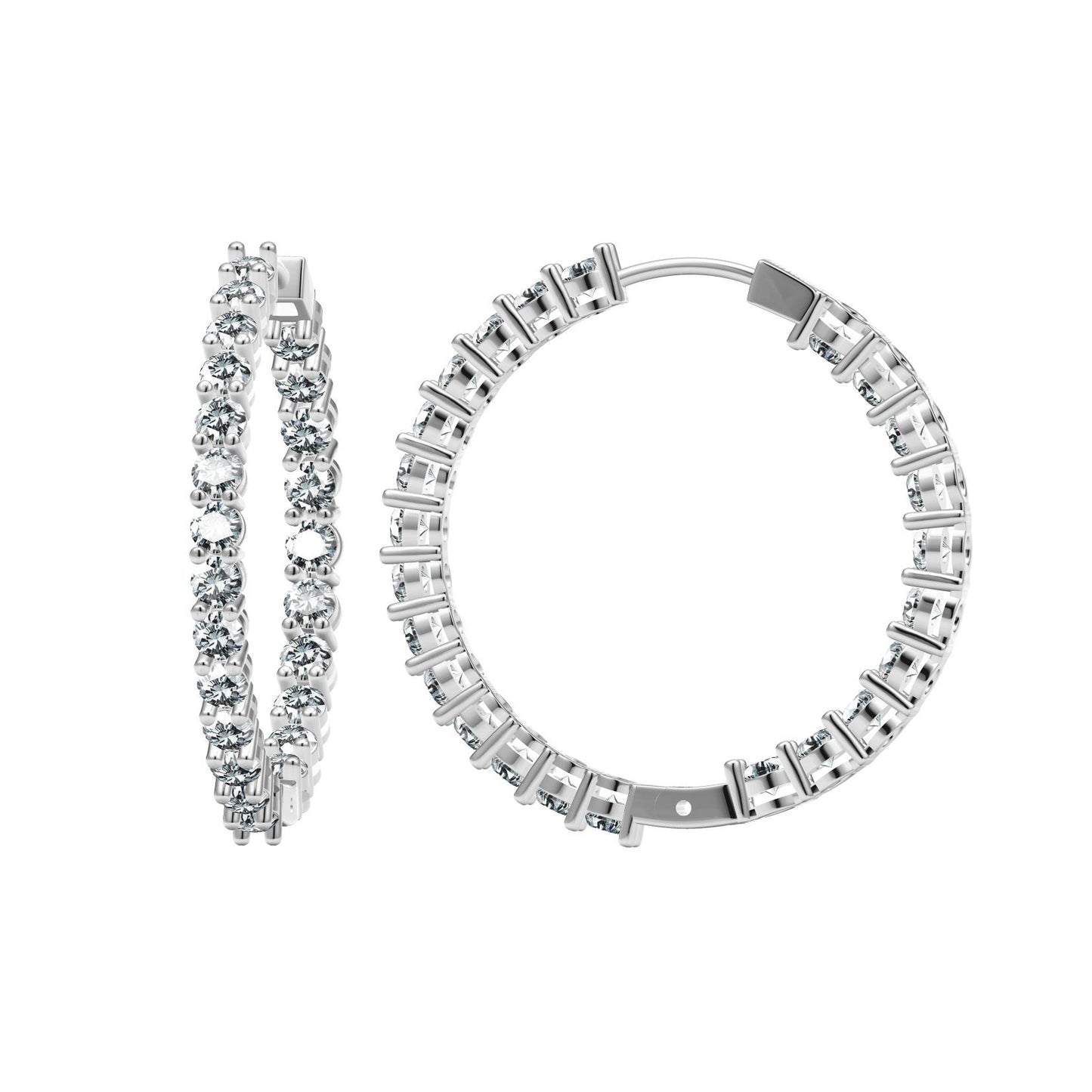 TIF87967418 four-prong inlaid large hoop earrings