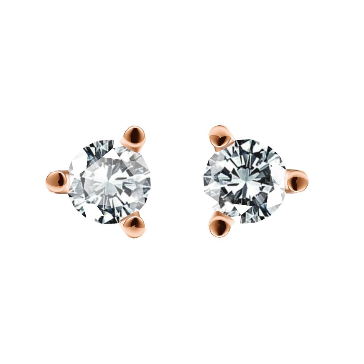 TIF33359770 three-prong single diamond earrings