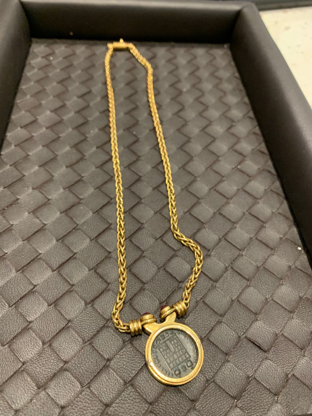BGL-812487 Cross thread round ancient coin pendant