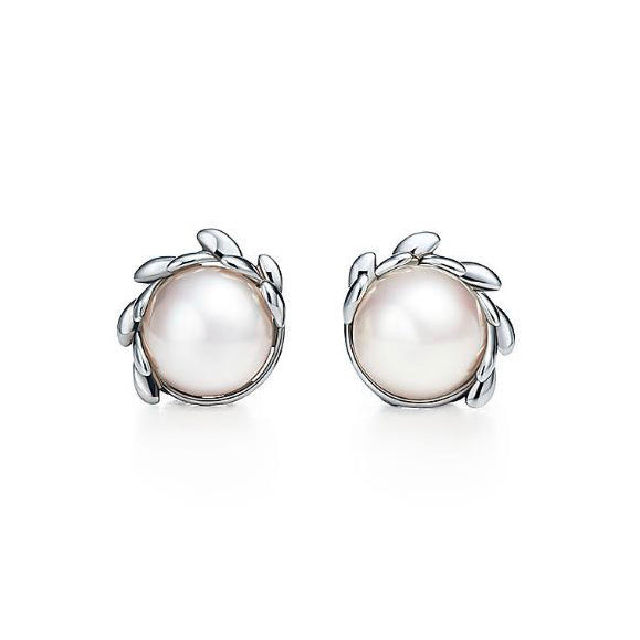 TIF76448000 leaf pearl earrings