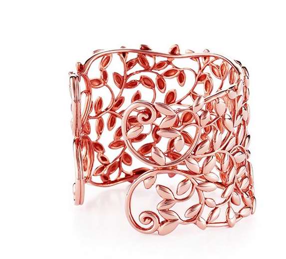 TIF59495581 wide version light gold open olive leaf bracelet