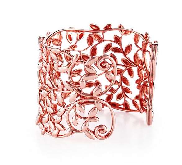 TIF59495581 wide version light gold open olive leaf bracelet