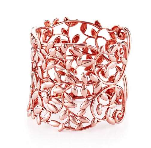 TIF59495581 wide version light gold open olive leaf bracelet