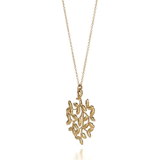 TIF60021502 small light gold olive leaf pendant